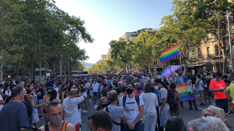 Image of the demonstration to reject homophobia in Barcelona on July 22, 2021 (by Cristina Tomàs White)